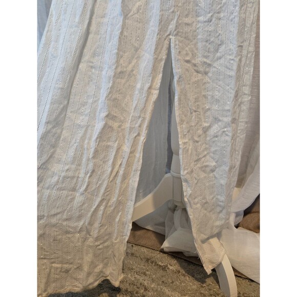 America & Beyond White Sparkle Halter Maxi Dress Lined Boho Resort Wear Size L B - Picture 6 of 8